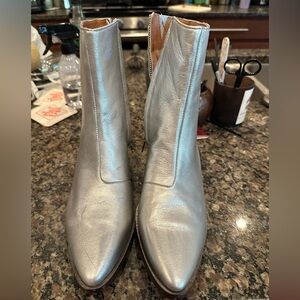 Madewell silver ankle boots.  Size 9.5